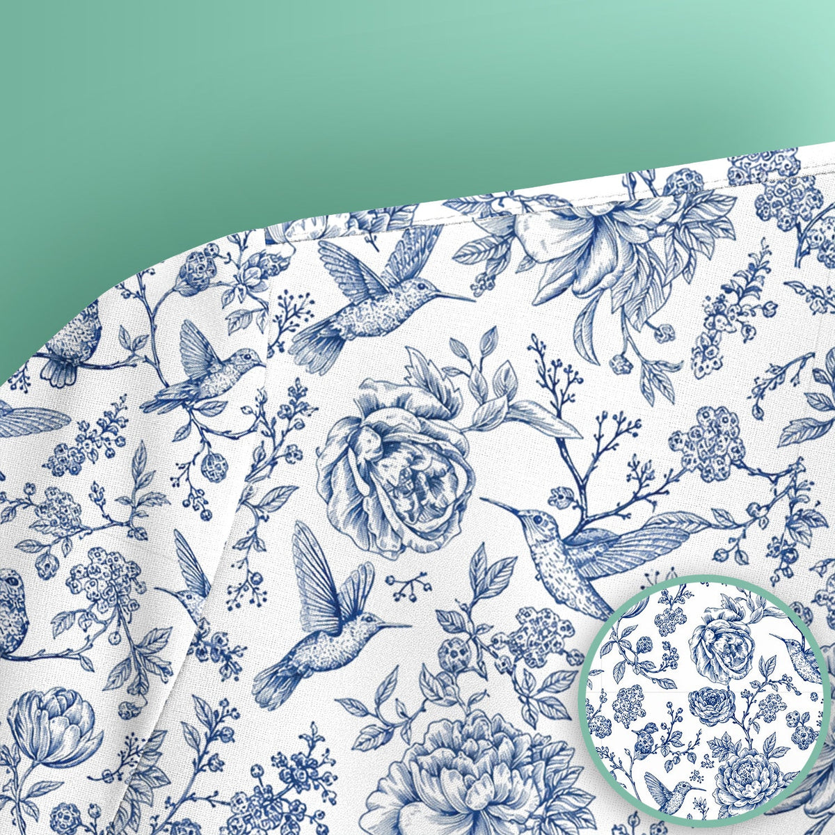 Blue Toile Hummingbird Floral Nurse Scrub Top