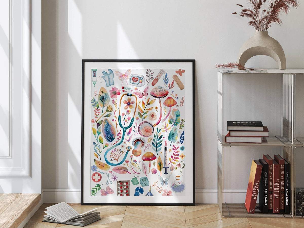 Watercolor Nurse Tools Garden Canvas