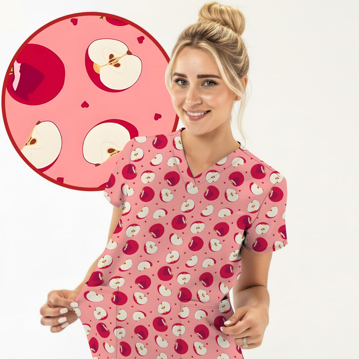 Red Apple Nurse Scrub Set