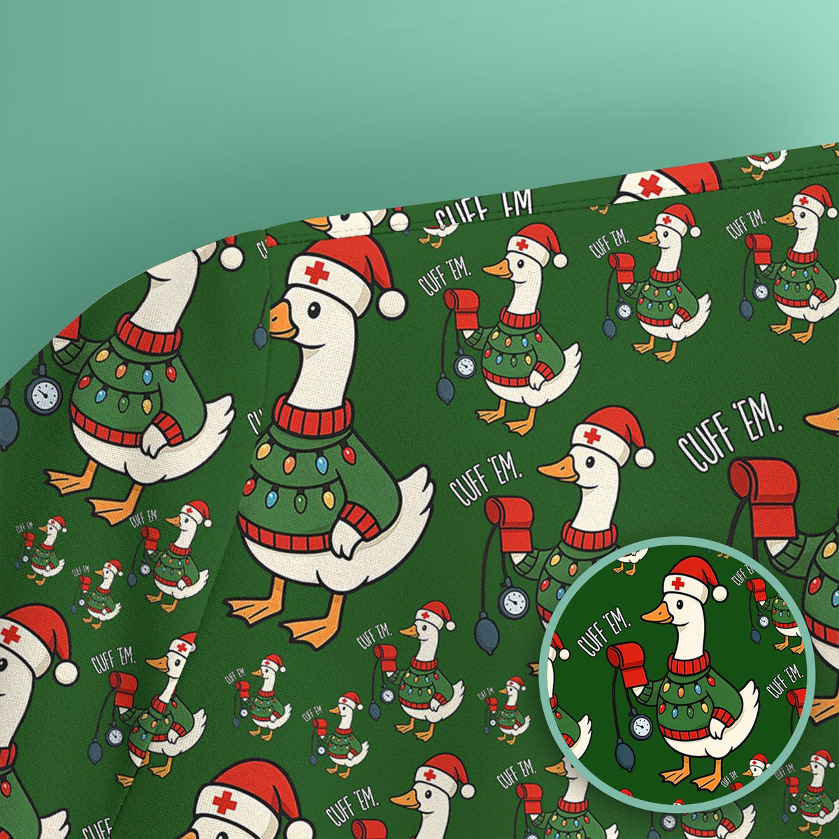 Christmas Duck Nurse Scrub Top