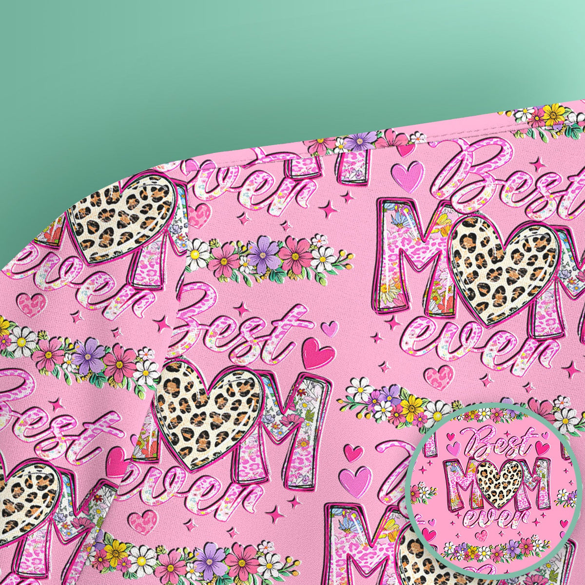 Best Mom Ever Leopard Heart Nurse Scrub Top