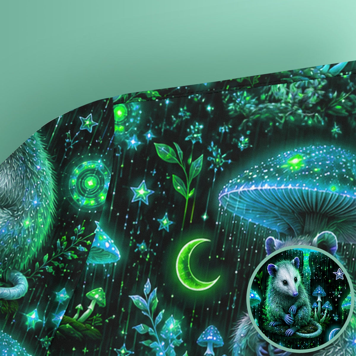 Moonlit Opossum Mushroom Nurse Scrub Top
