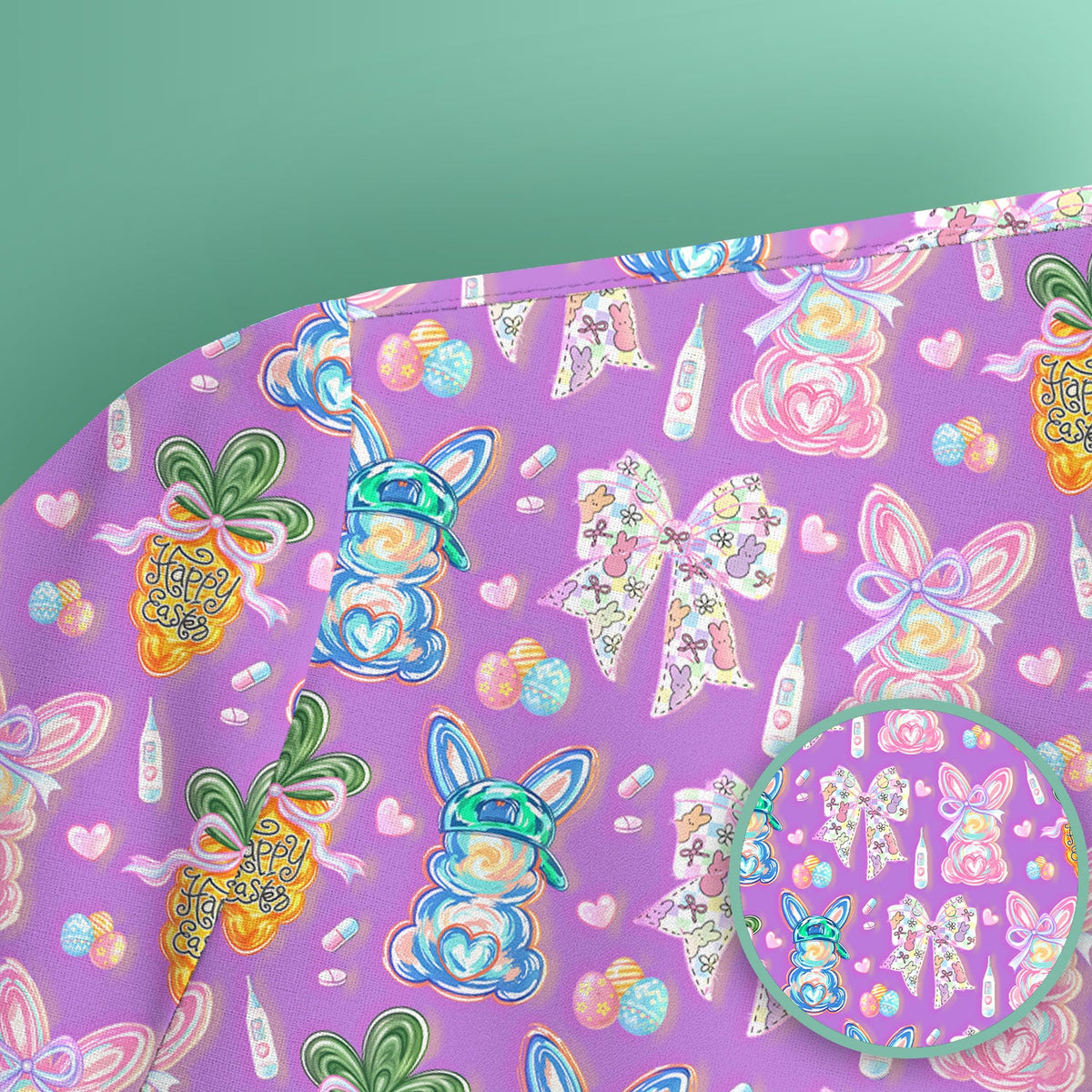 Bunny Carrot Bow Nurse Scrub Top - Easter Gift