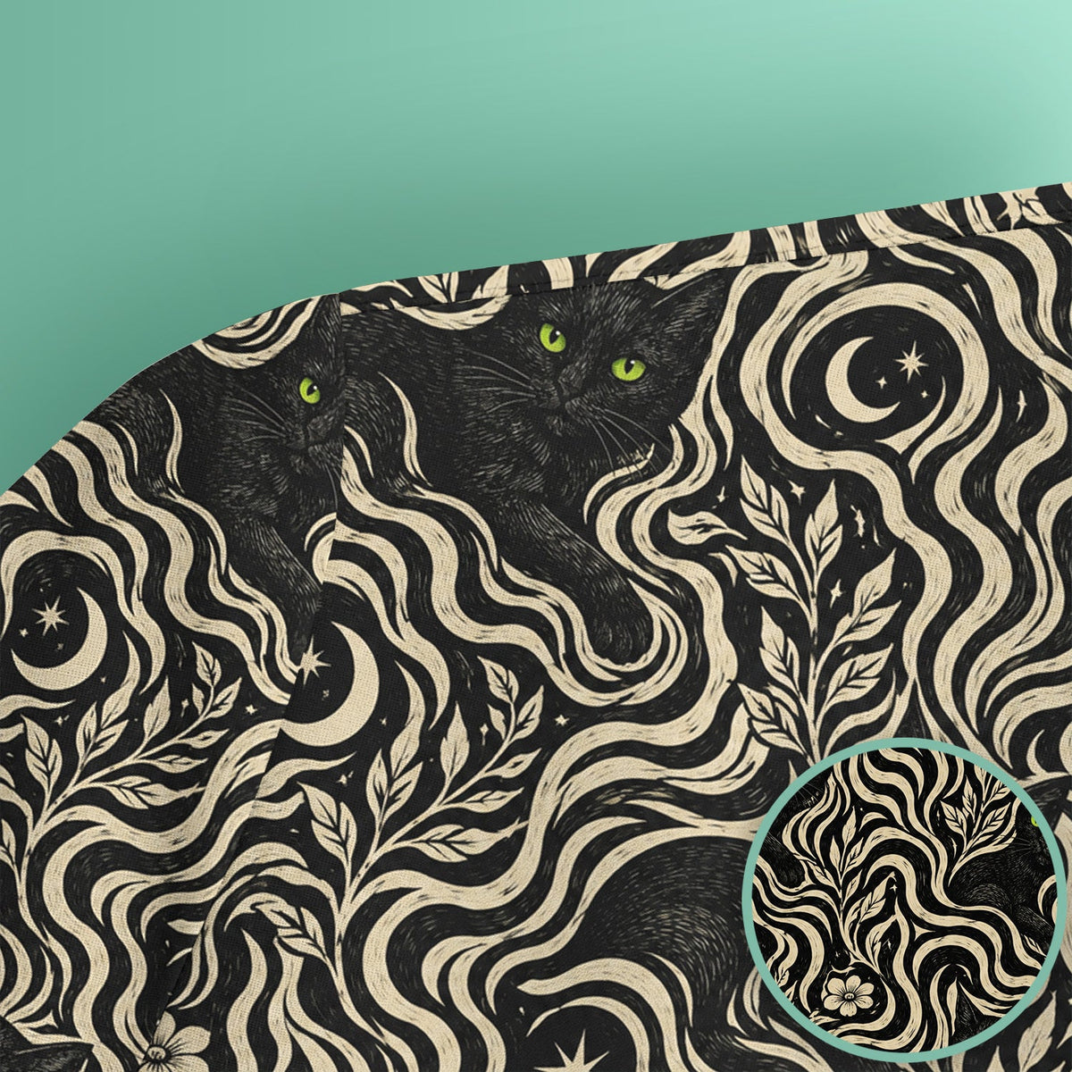 Mystical Black Cat Moonlit Nurse Scrub Top