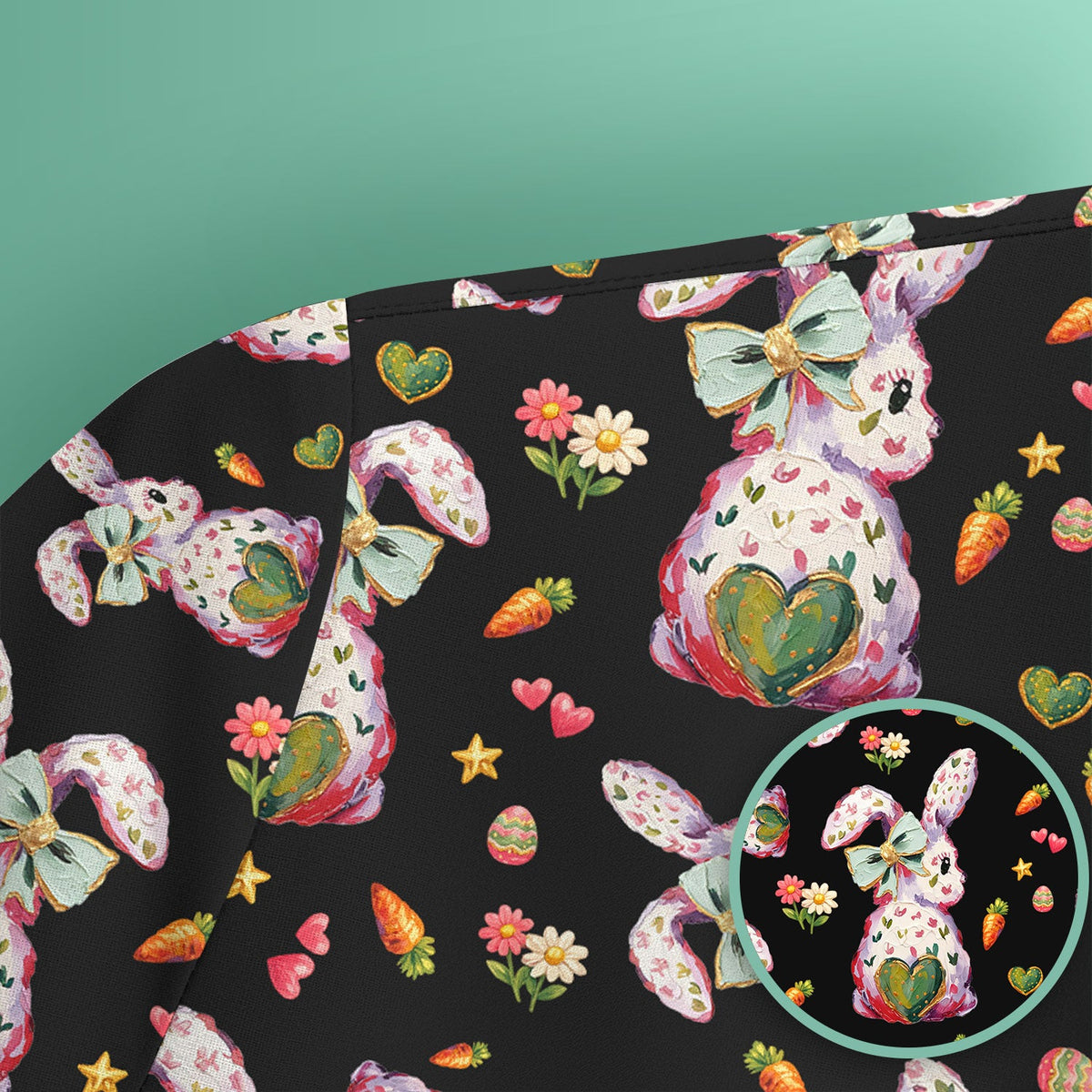 Pastel Bunny Easter Nurse Scrub Top