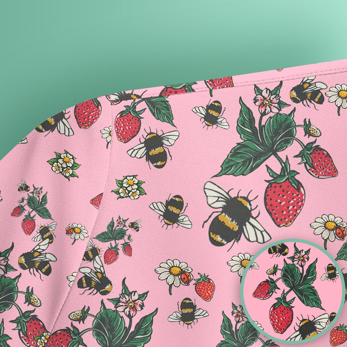 Strawberry Bee Daisy Nurse Scrub Top