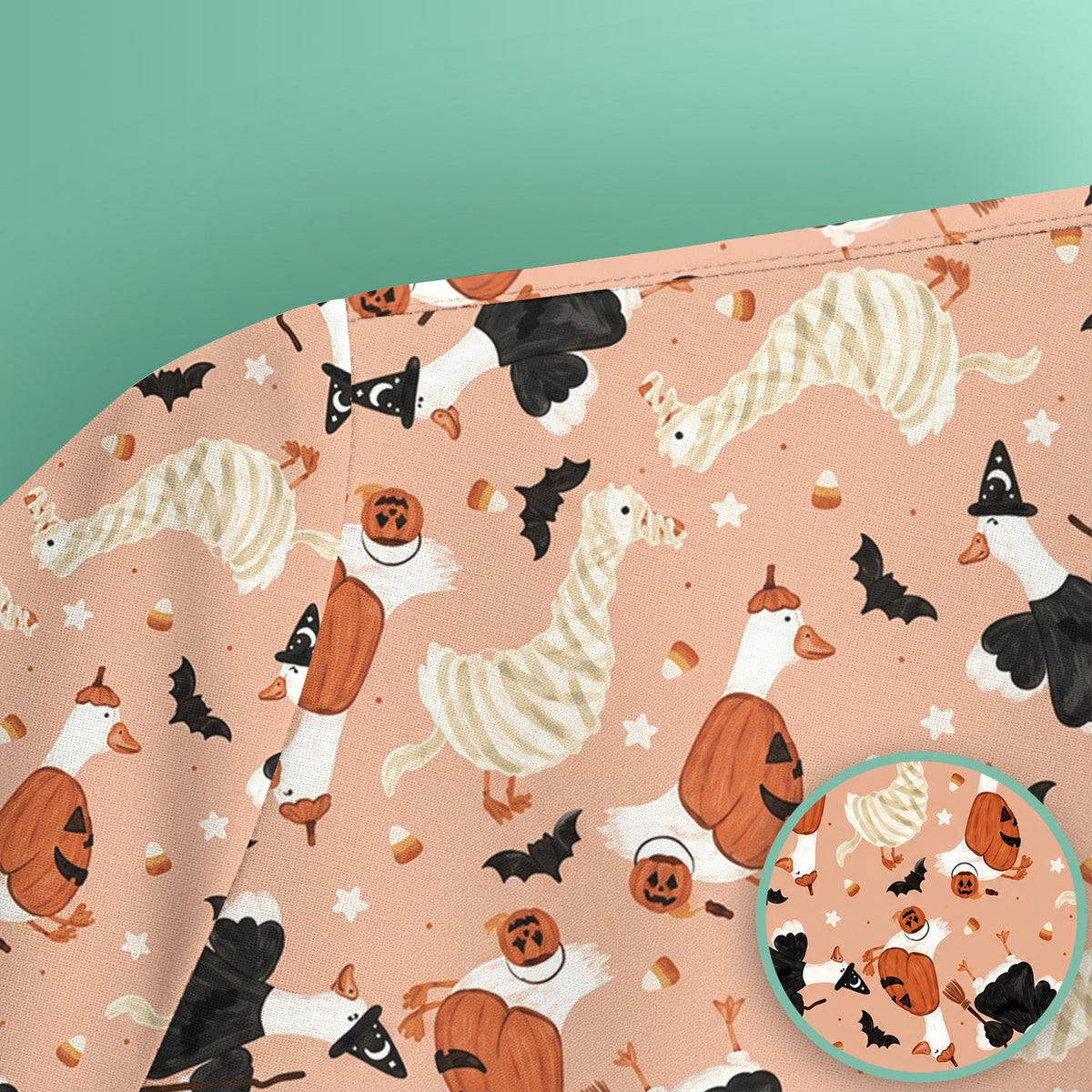 Goose Pumpkin Bat Nurse Scrub Top - Halloween Gift