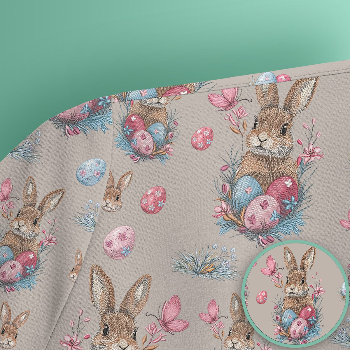 Pastel Easter Bunny Nest Pattern Scrub Top, Comfortable Scrubs for Nurses