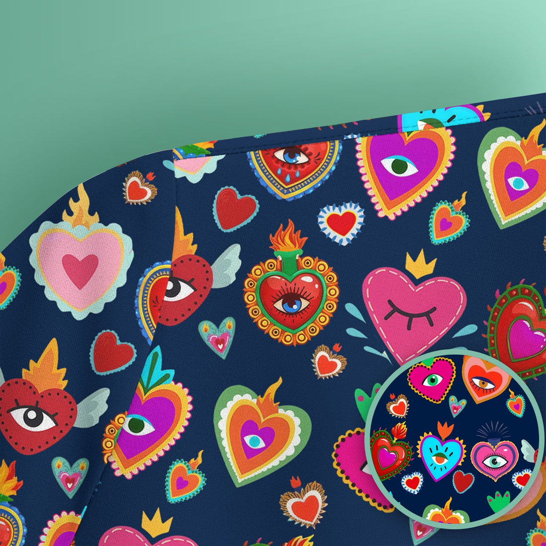 Valentine Colorful Sacred Heart Nurse Scrub Top
