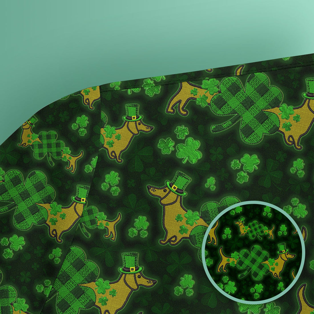 St Patrick Shamrock Puppy Dachshund Nurse Scrub Top