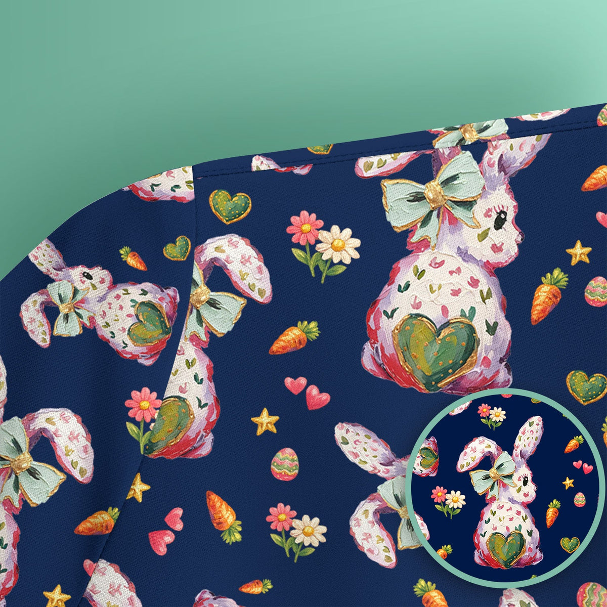 Pastel Bunny Easter Nurse Scrub Top