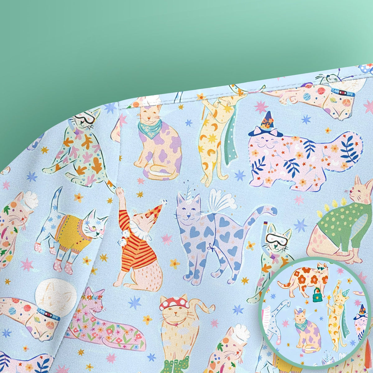 Colorful Cats Nurse Scrub Top