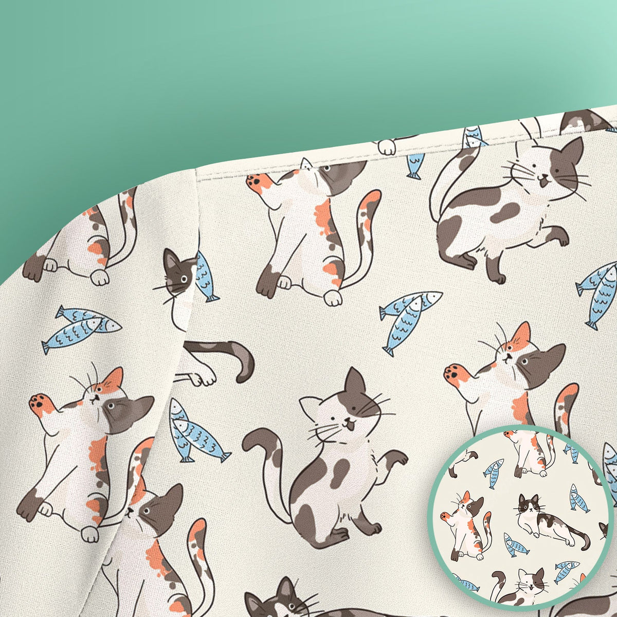 Playful Cats Fish Nurse Scrub Top