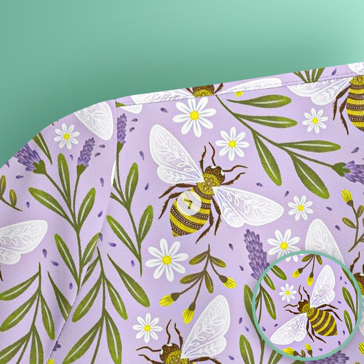 Lavender Bee Floral Nurse Scrub Top