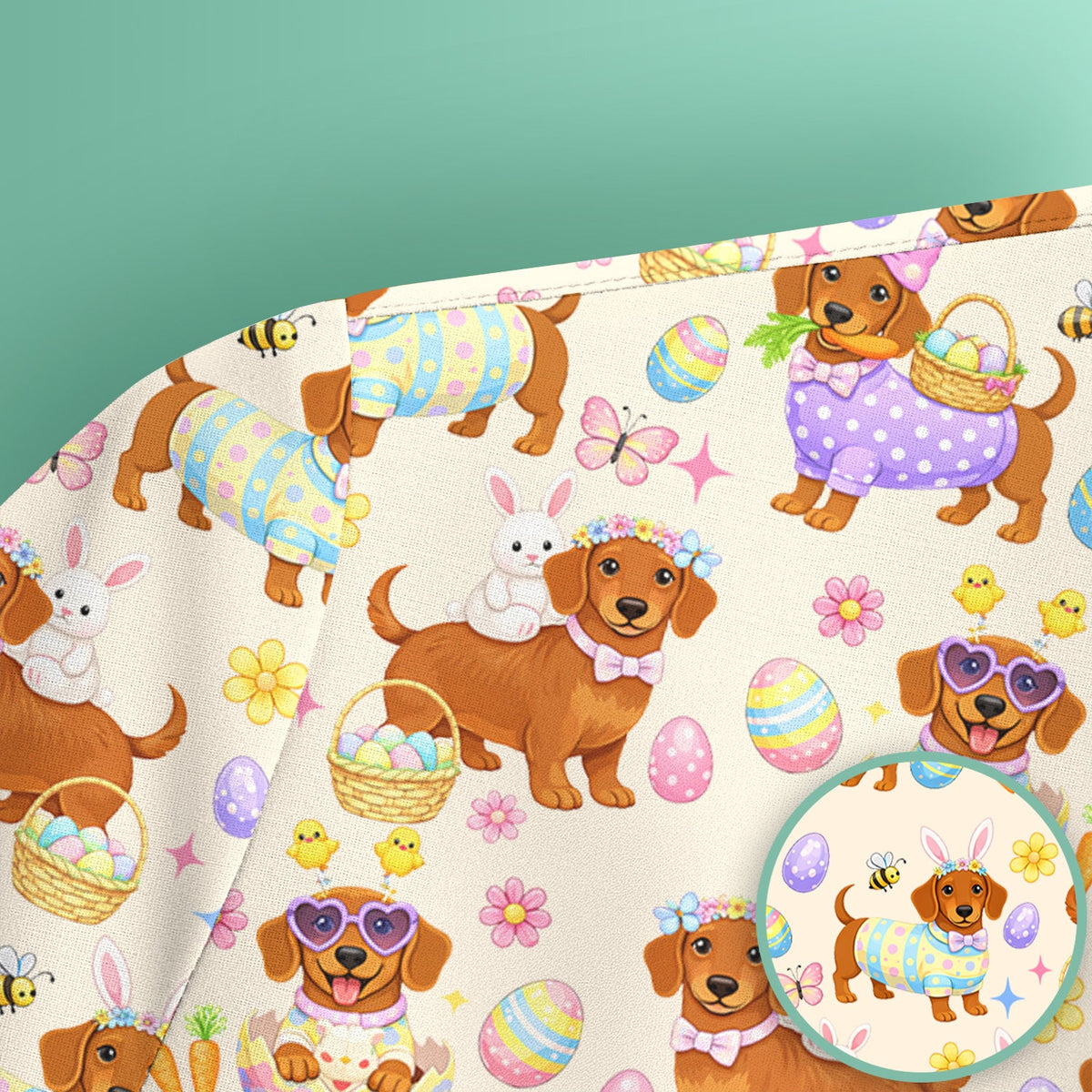 Easter Dachshund Nurse Scrub Top