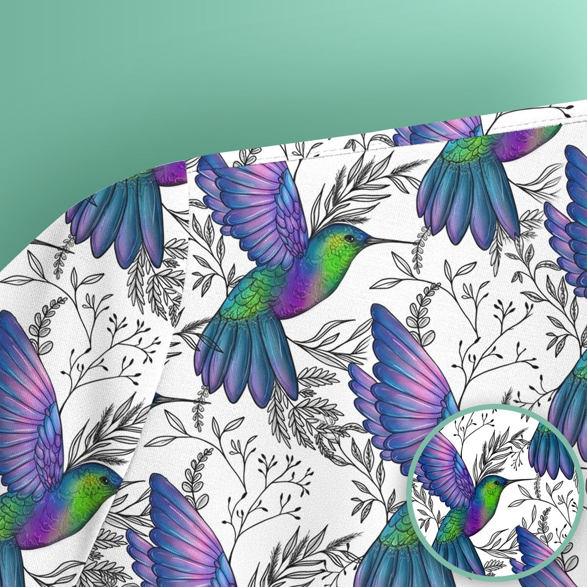 Colorful Hummingbird Botanical Nurse Scrub Top