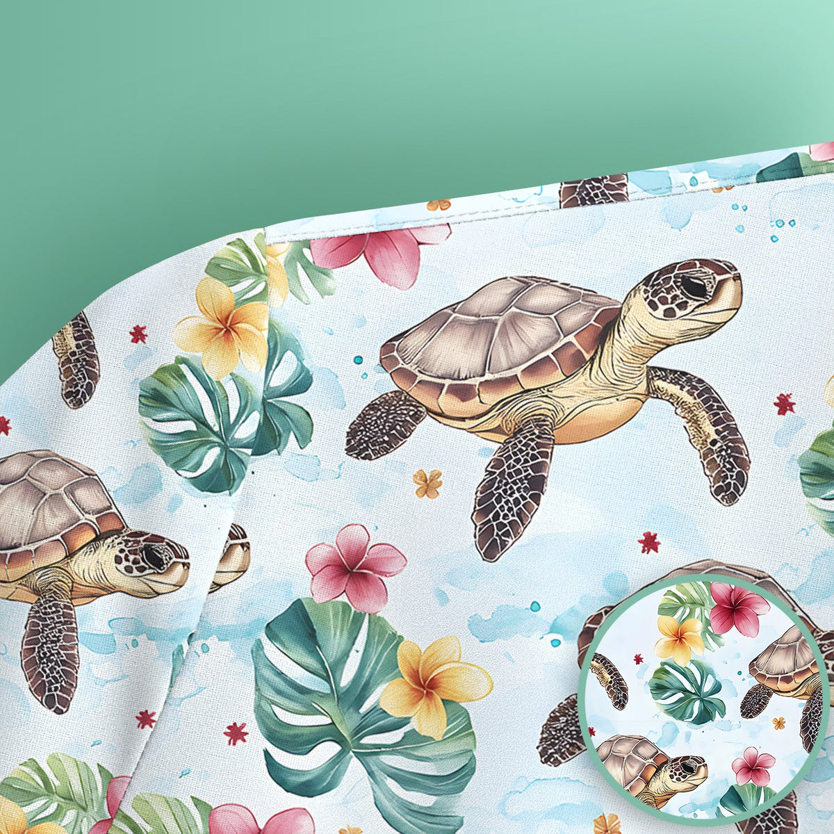 Sea Turtle Tropical Floral Nurse Scrub Top