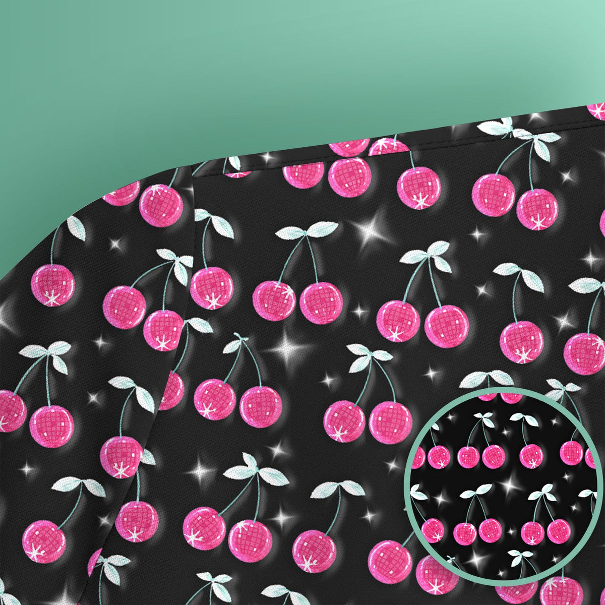 Pink Cherry Sparkle Nurse Scrub Top