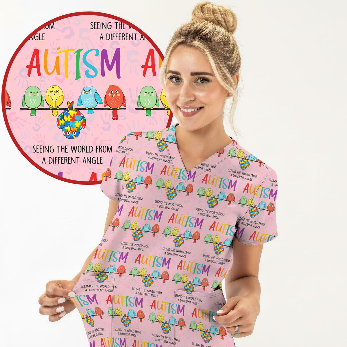 Autism Seeing The World From A Different Angle Nurse Scrub Top