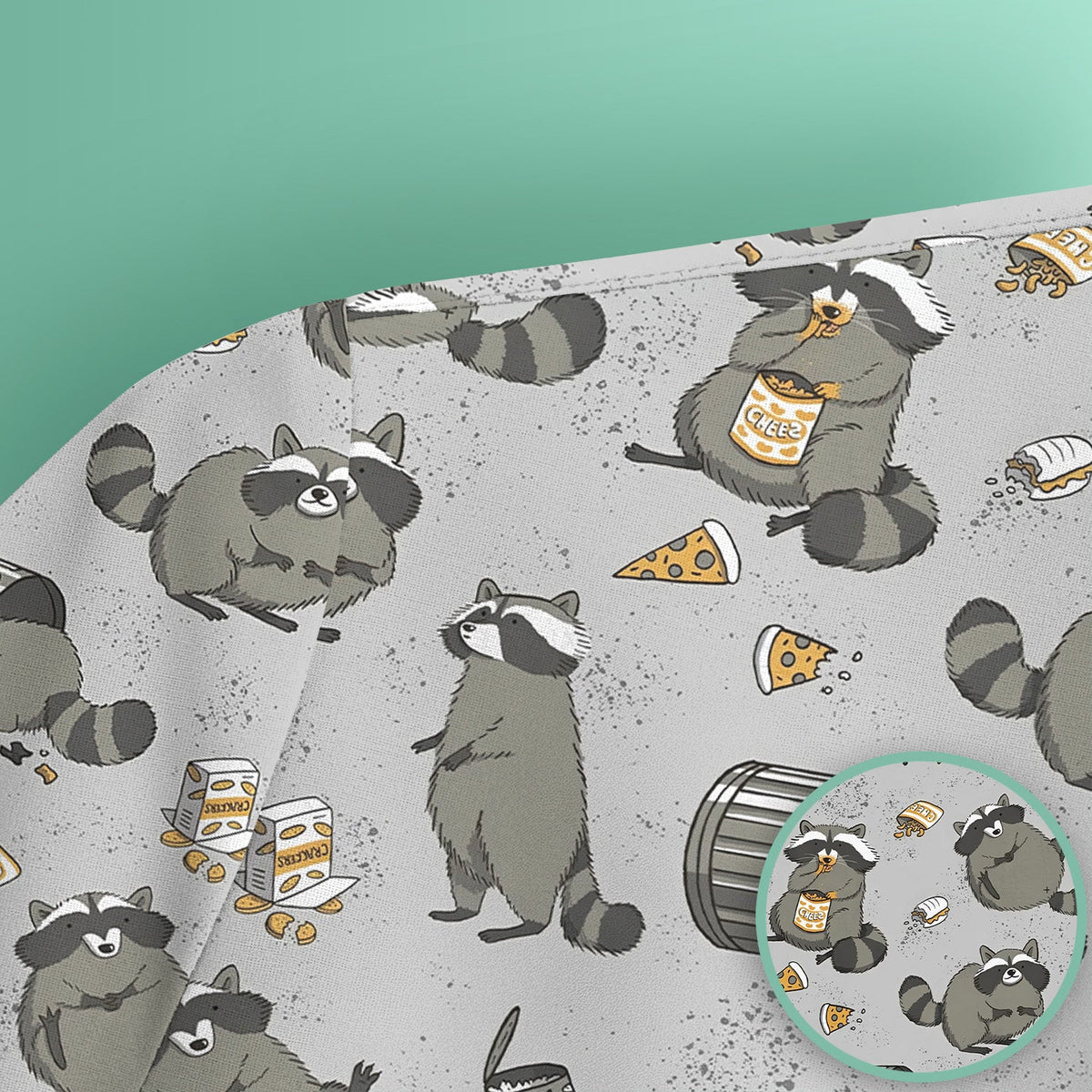 Raccoon Snack Trash Can Nurse Scrub Top
