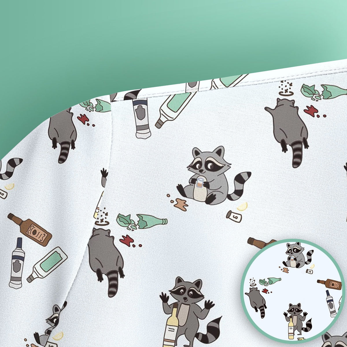 Messy Drunk Raccoon Nurse Scrub Top