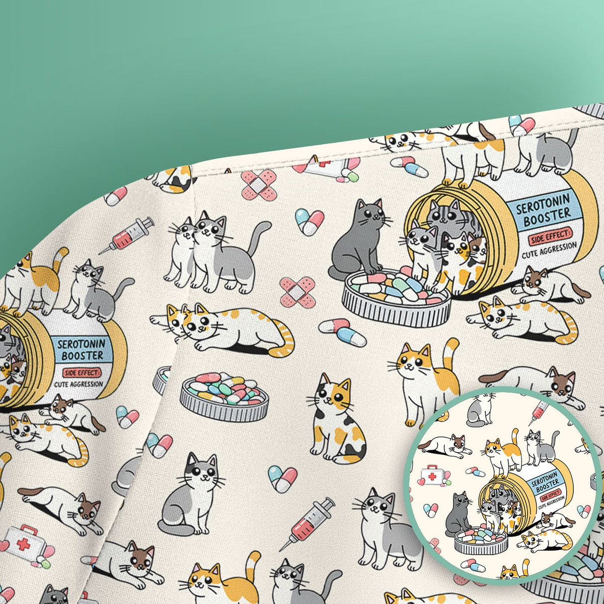 Cat Serotonin Booster Nurse Scrub Top