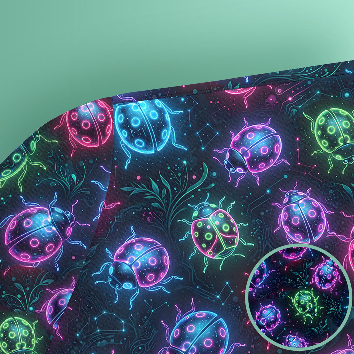 Colorful Neon Ladybug Nurse Scrub Top