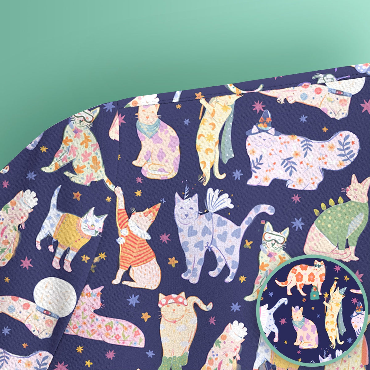 Colorful Cats Nurse Scrub Top