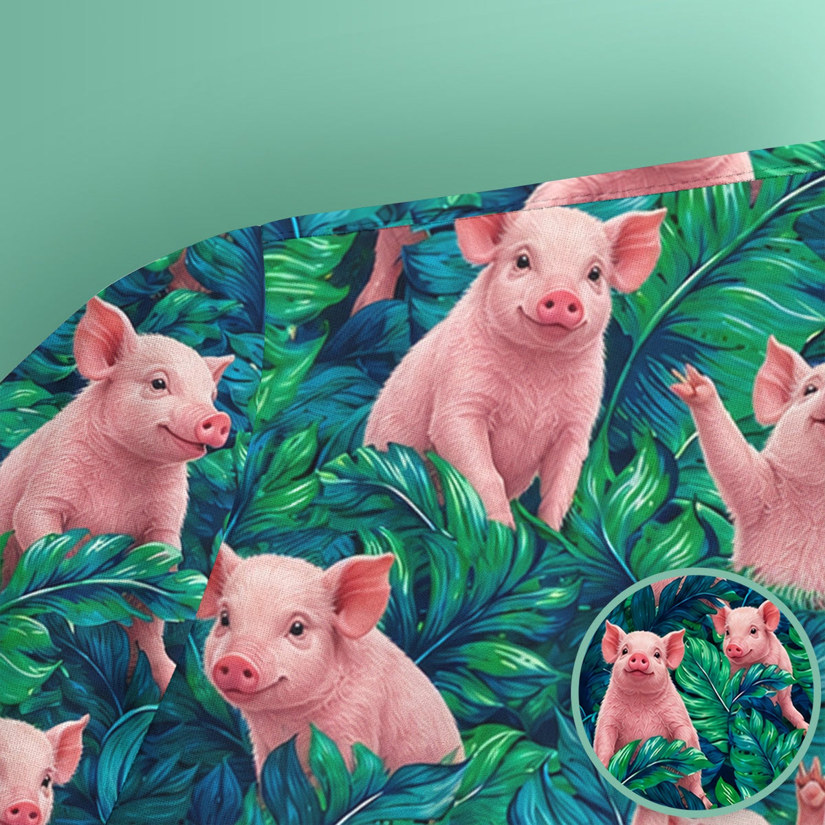 Piglet Jungle Leaves Nurse Scrub Top
