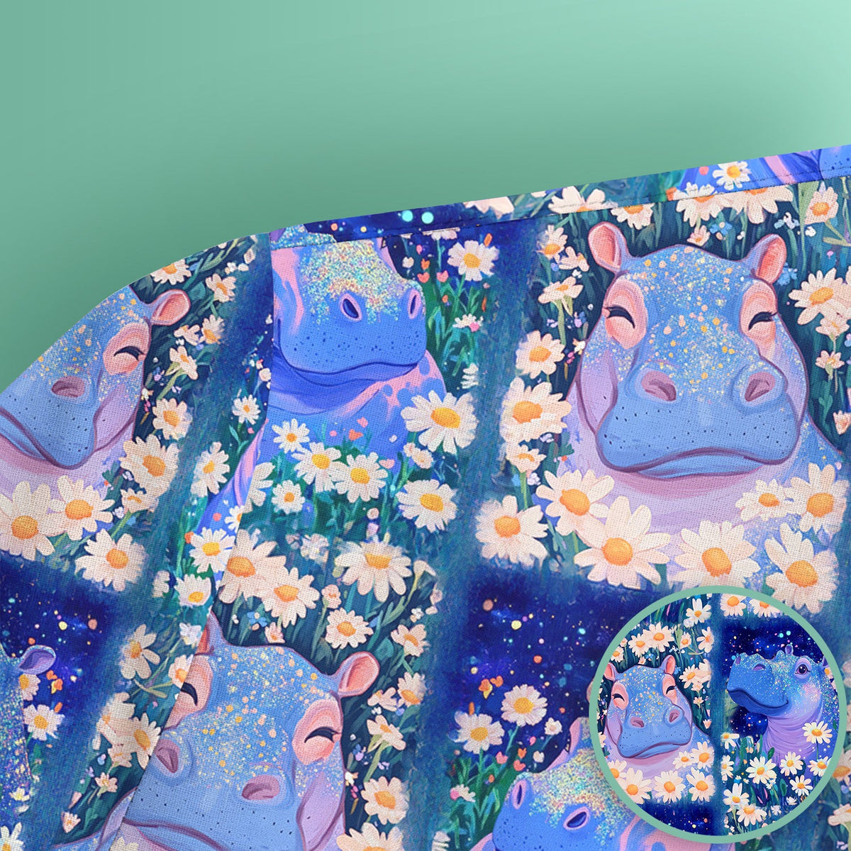 Hippo Daisy Patchwork Nurse Scrub Top