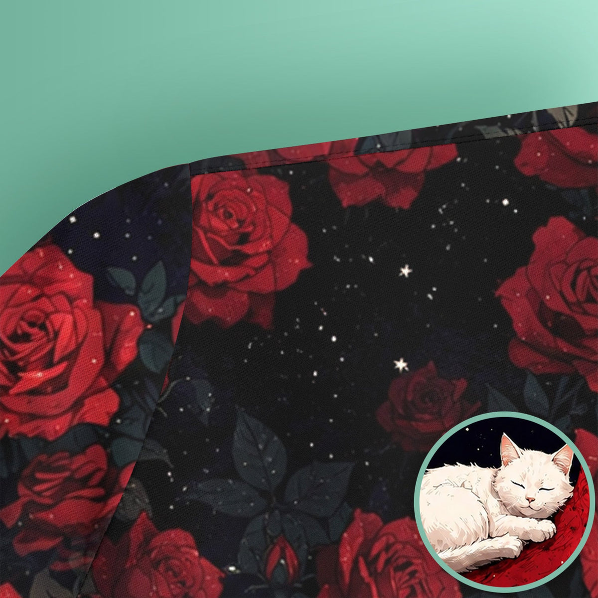 Gothic Red Moon Cat Nurse Scrub Top