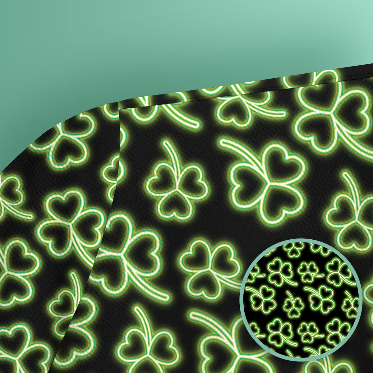 Neon Shamrock Nurse Scrub Top, St. Patrick’s Day Glow Green Pattern Pattern Shirt,  Breathable Fabrics Nursing Uniform
