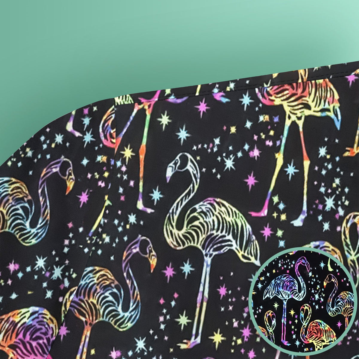 Neon Flamingo Starry Night Nurse Scrub Top