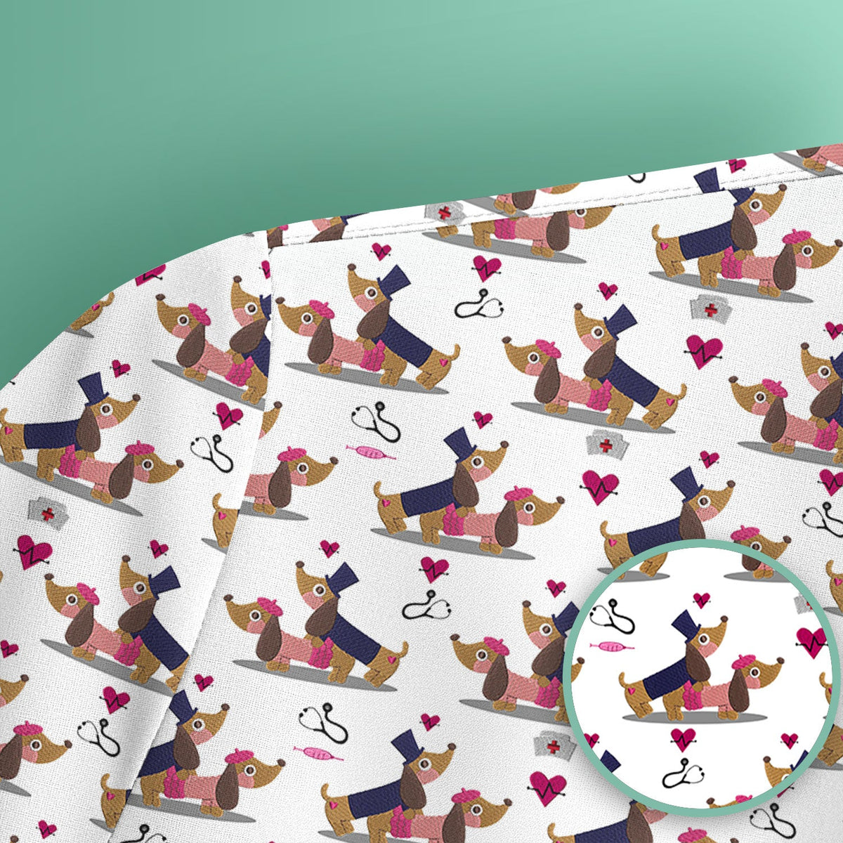Dachshund Nurse Scrub Top - Valentines Day Gift