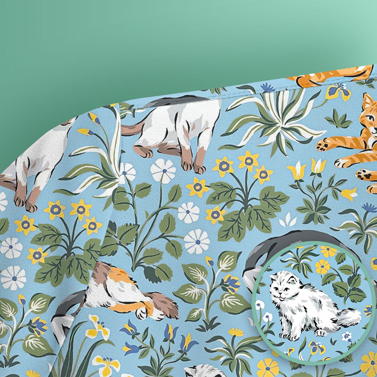 Floral Cat Garden Nurse Scrub Top