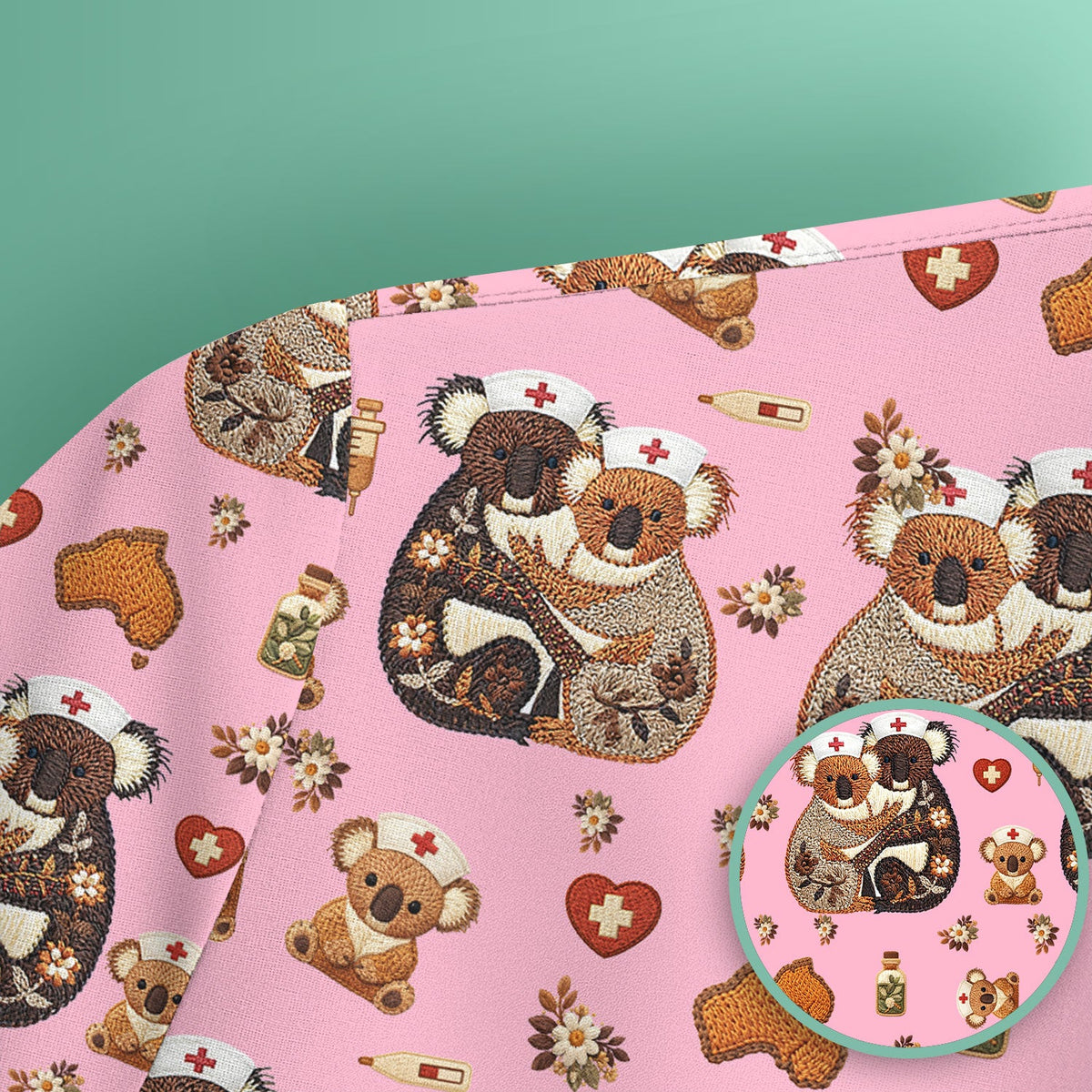 Koala Nurse Scrub Top - Valentines Day Gift