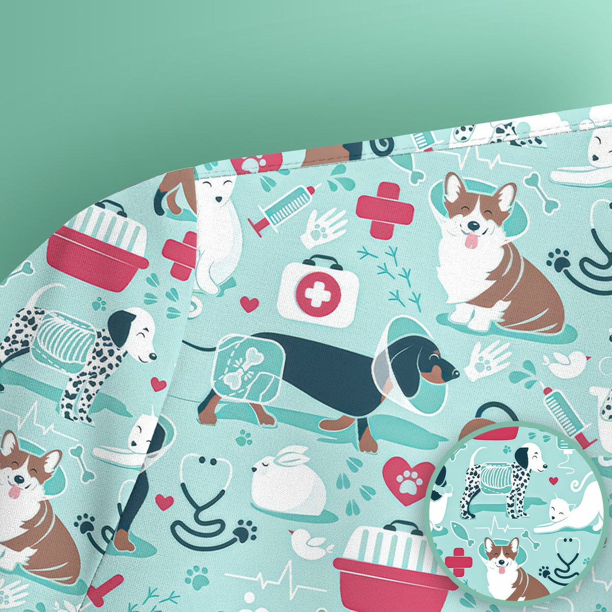 Dogs Veterinary Tools Nurse Scrub Top