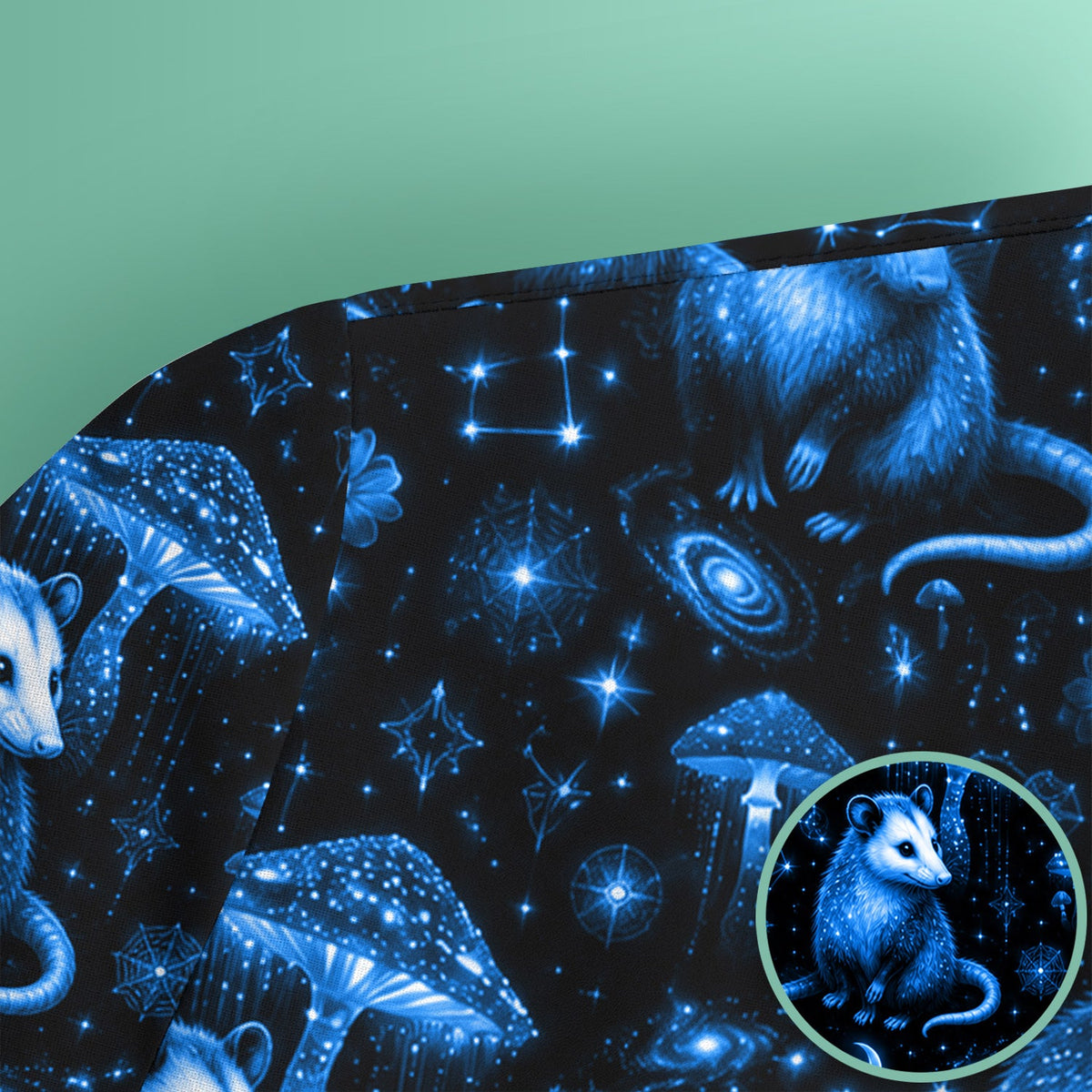 Celestial Blue Opossum Mushroom Nurse Scrub Top