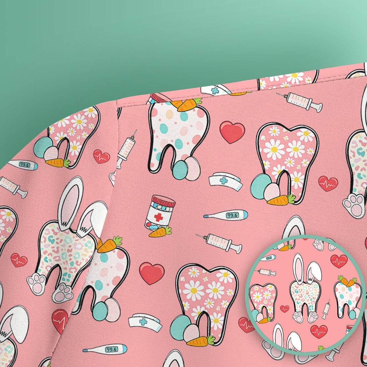 Easter Bunny Dentist Nurse Scrub Top