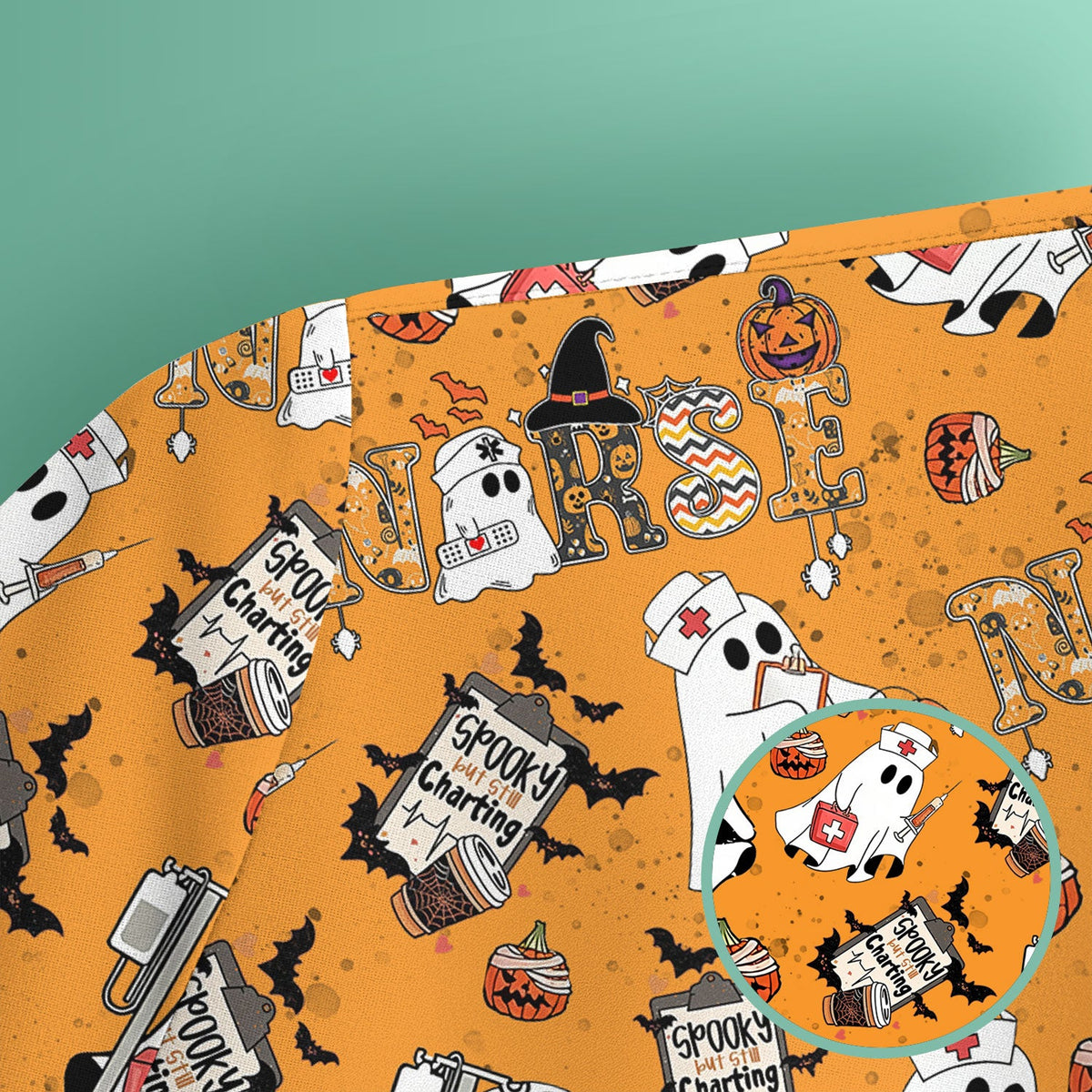 Spooky But Still Charting Nurse Scrub Top - Halloween Gift