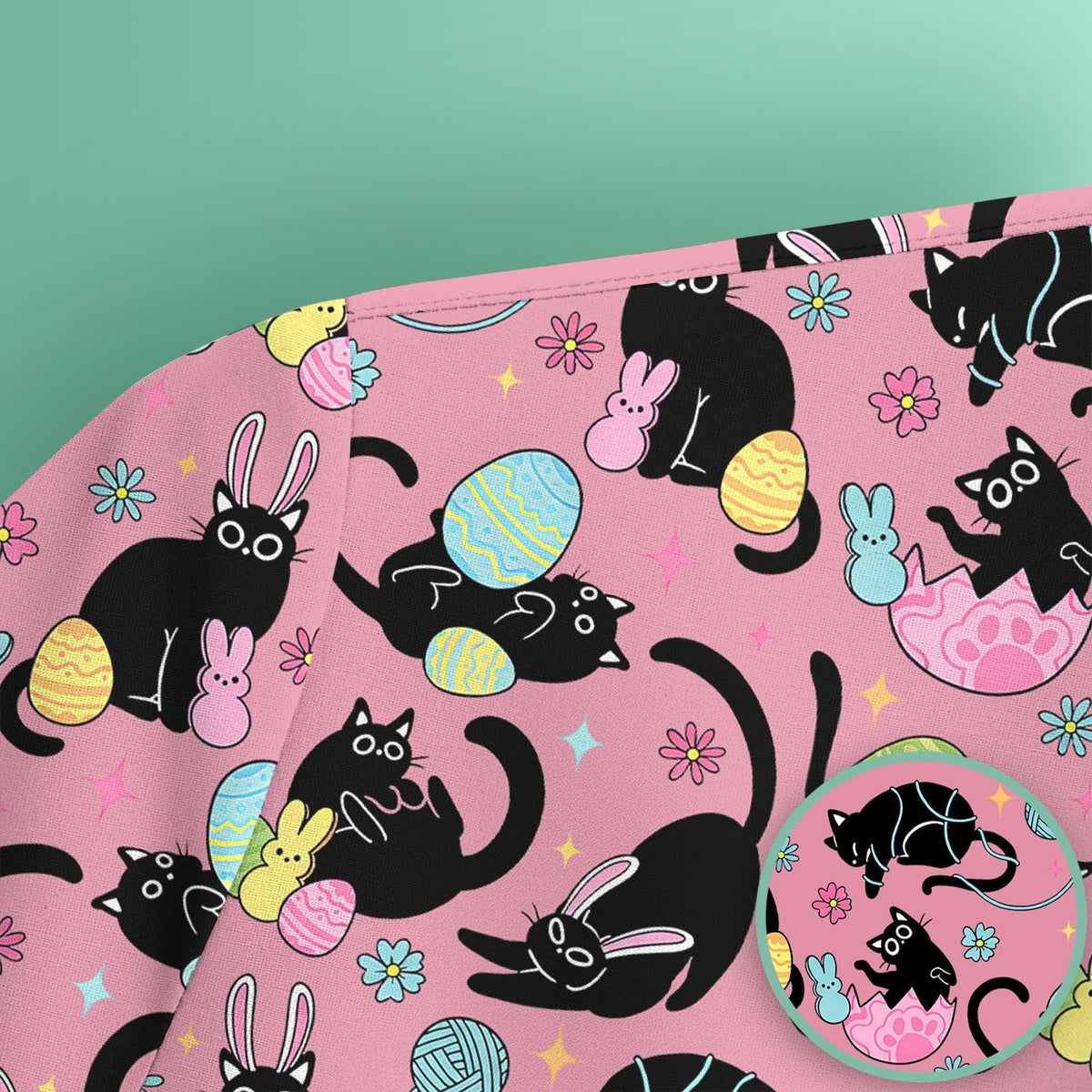 Black Cat Egg Nurse Scrub Top - Easter Gift