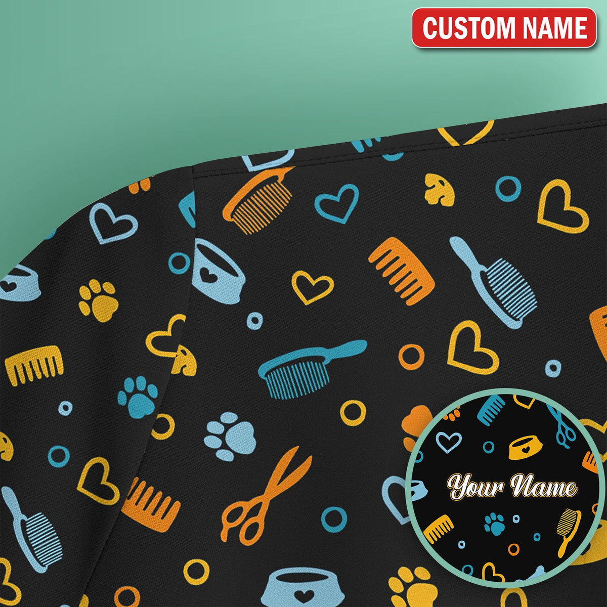 Personalized Dog Cat Grooming Nurse Scrub Top