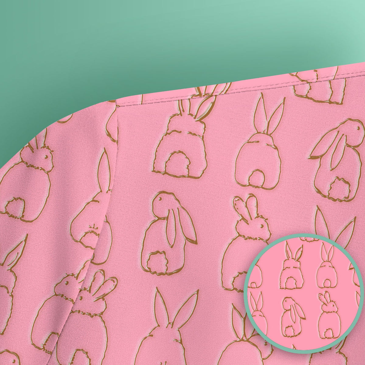 Cartoon Bunny Line Art Nurse Scrub Top - Easter Gift
