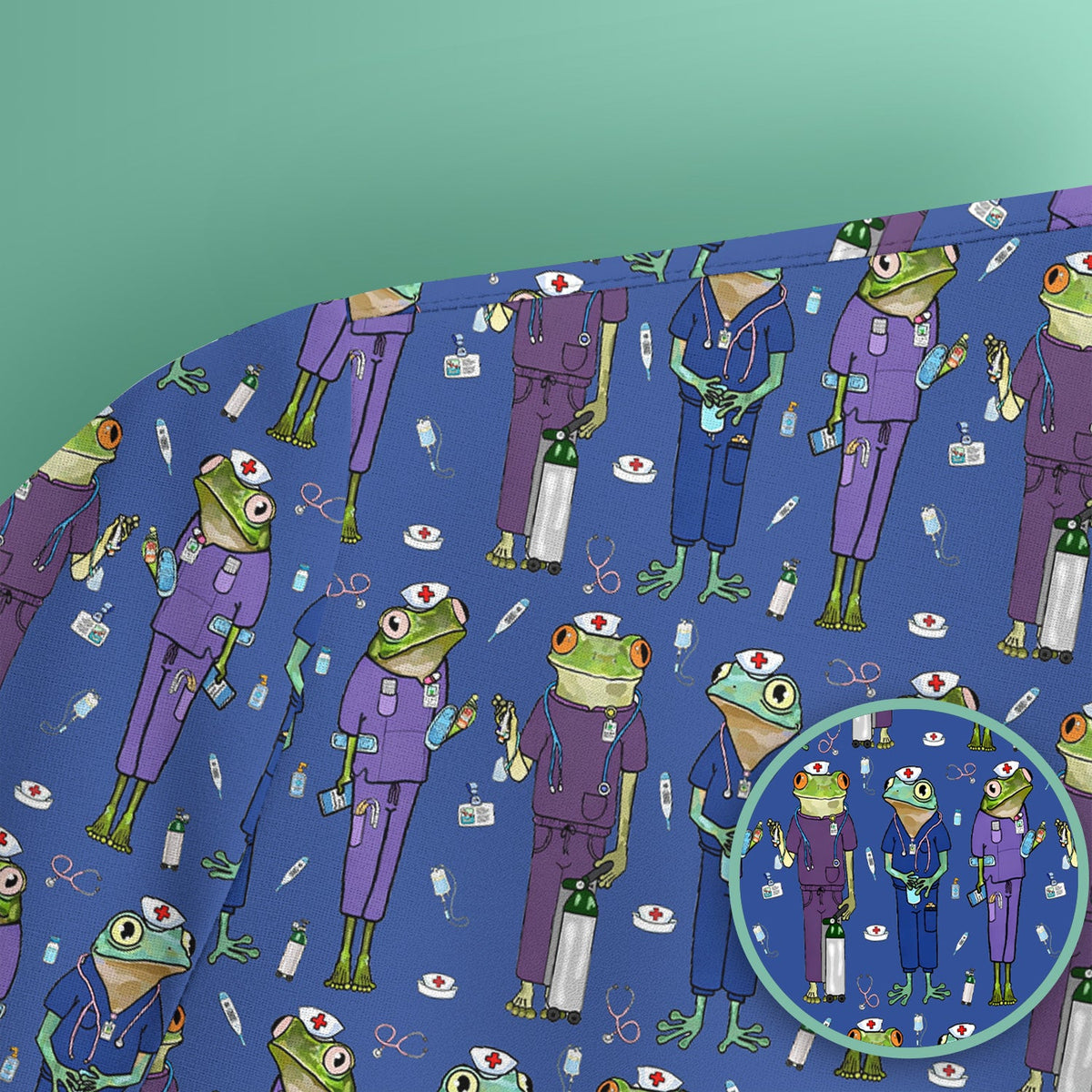 Frog Medical Nurse Scrub Top