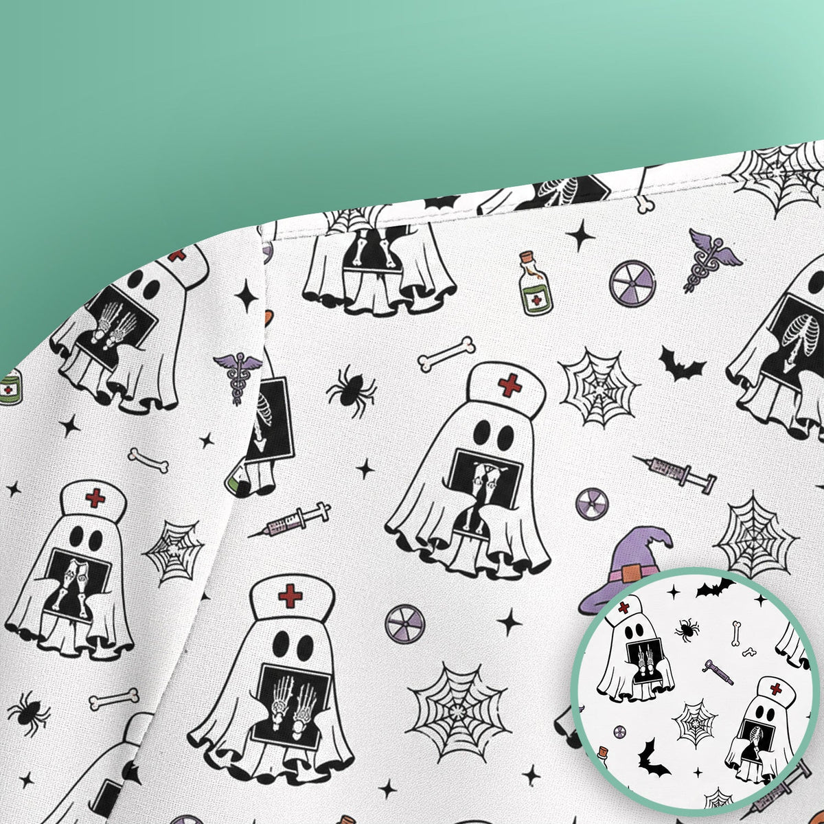 Ghost Nurses with X-Rays Scrub Top - Halloween Gift