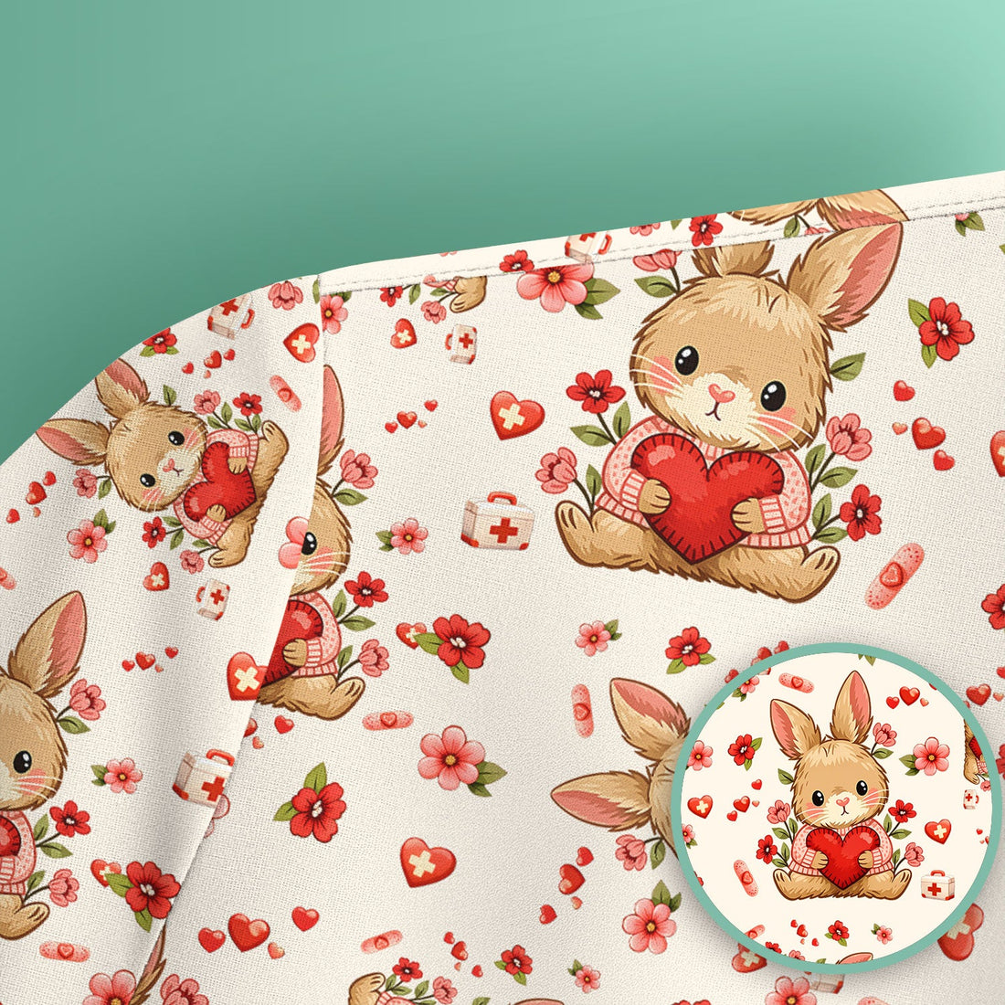 Adorable Bunny Easter Nurse Scrub Top