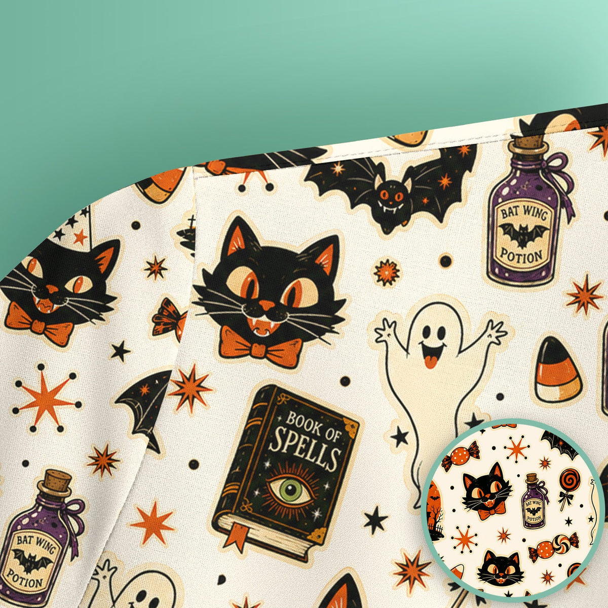 Black Cat Ghost Candy Nurse Scrub Top - Halloween Gift