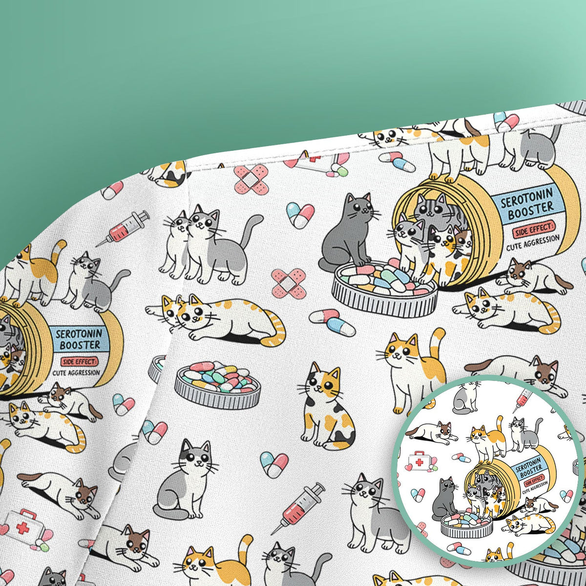 Cat Serotonin Booster Nurse Scrub Top