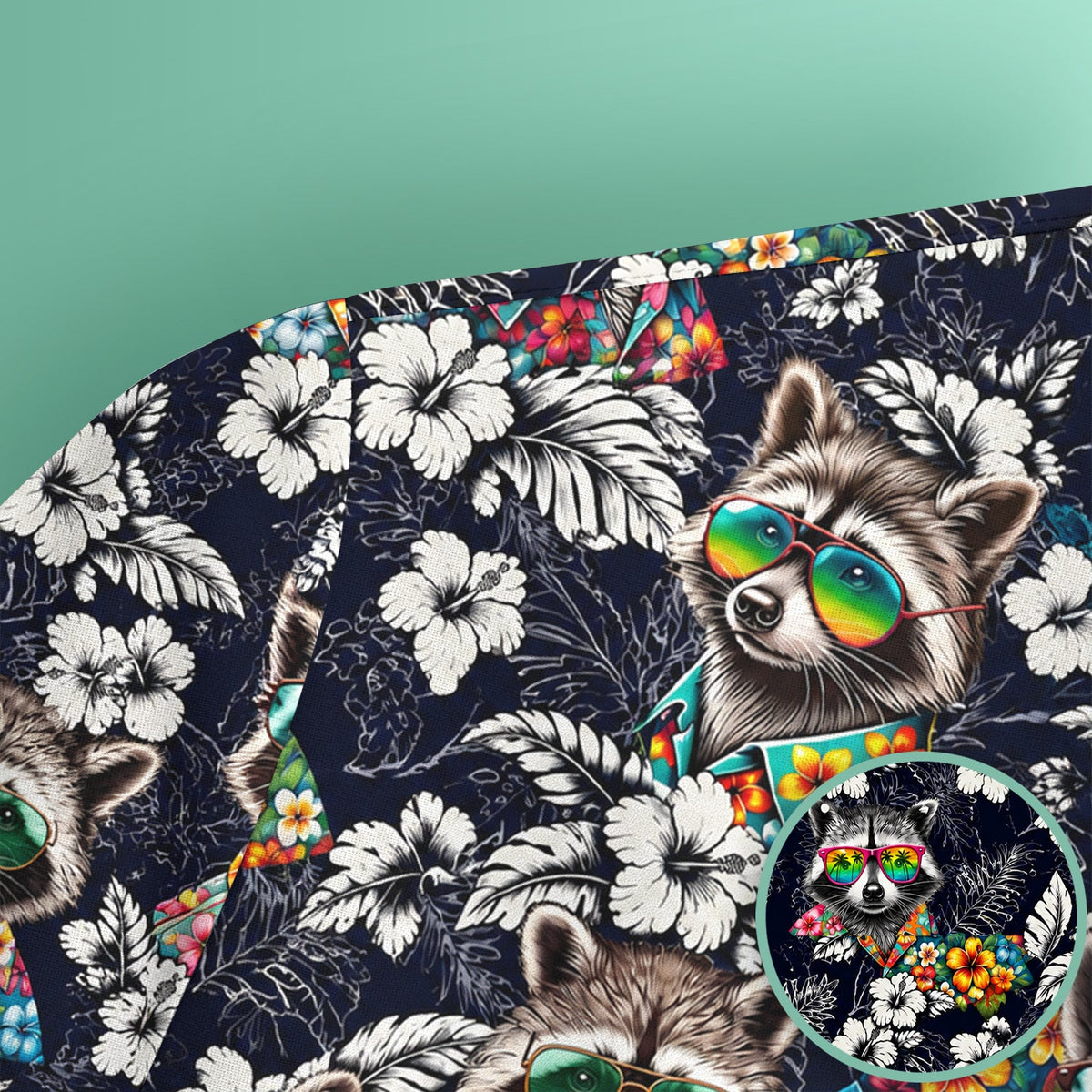 Tropical Raccoon Floral Nurse Scrub Top