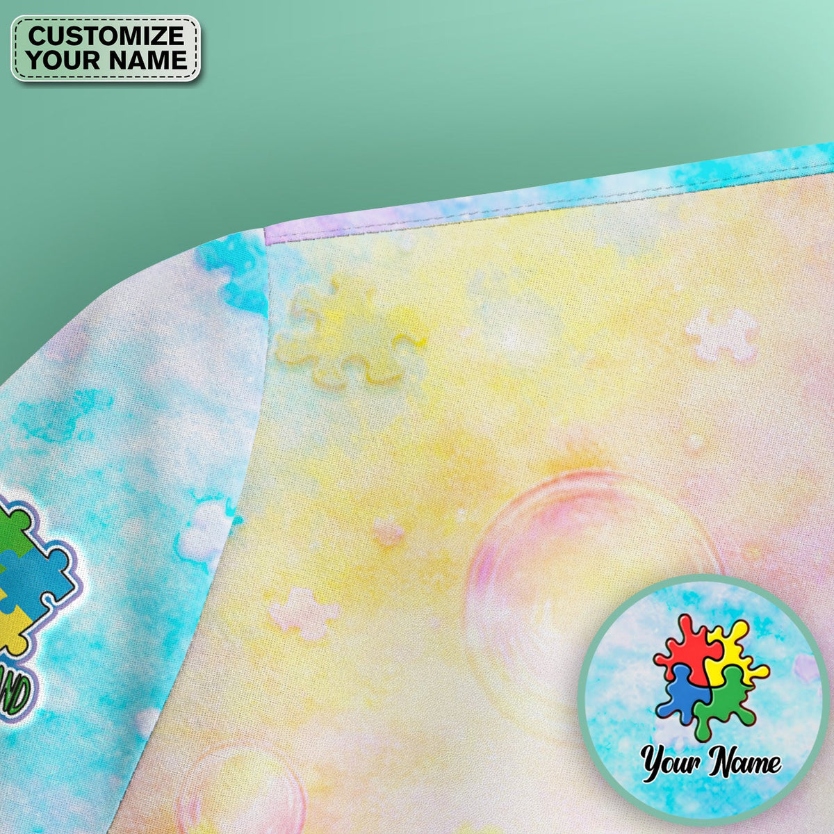 Personalized Autism Awareness Nurse Scrub Top